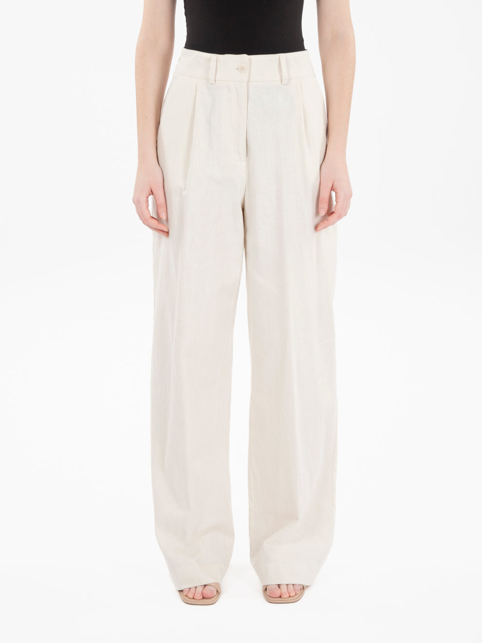 Pantaloni palazzo con pinces beige