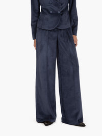 Pantaloni palazzo in velluto a coste blu