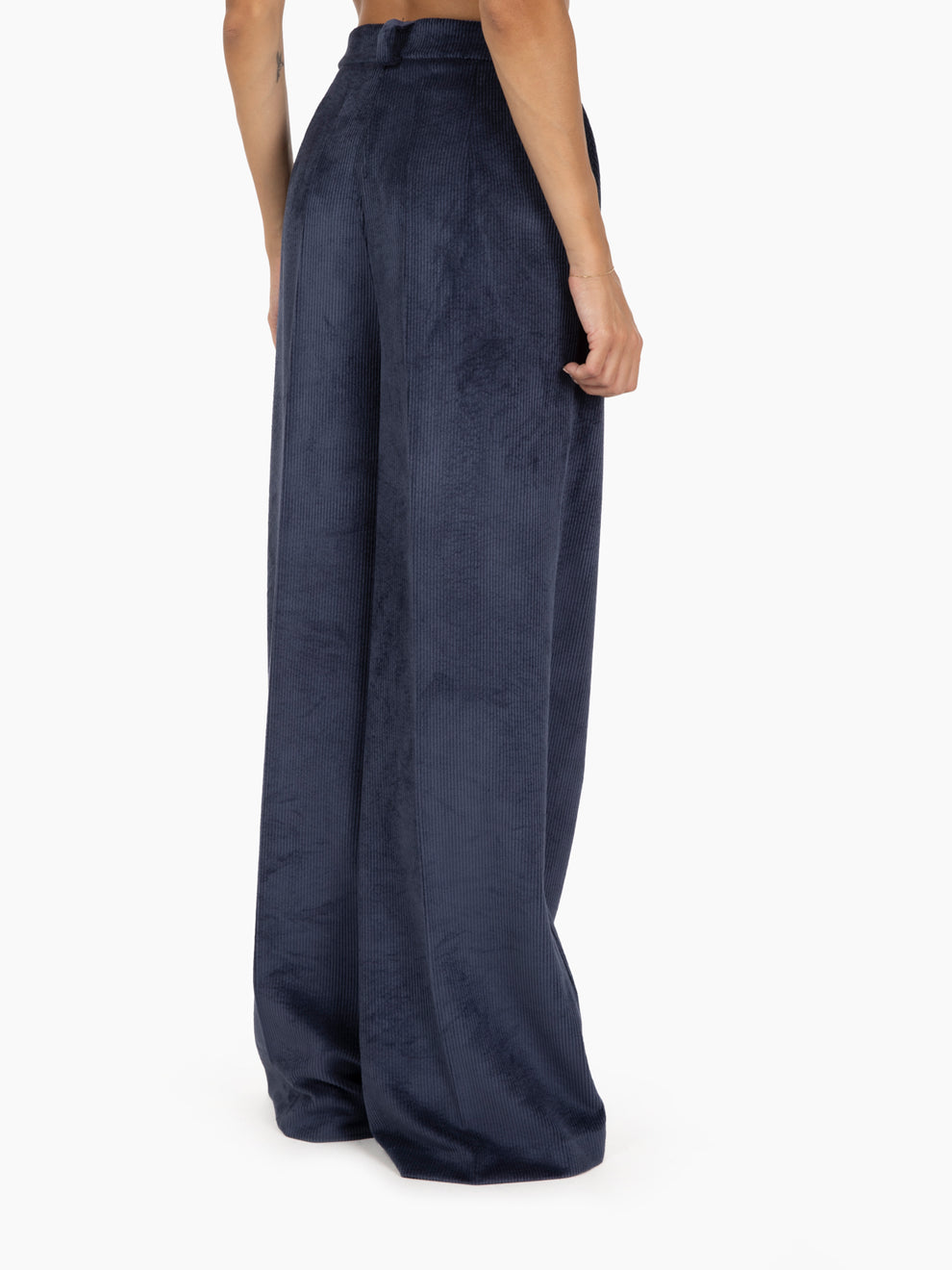 Pantaloni palazzo in velluto a coste blu
