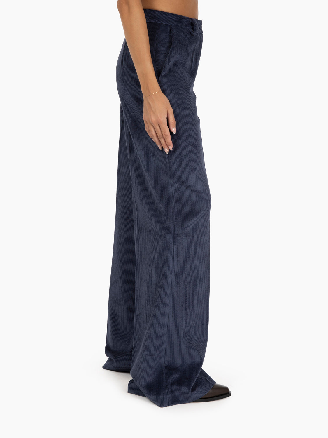 Pantaloni palazzo in velluto a coste blu