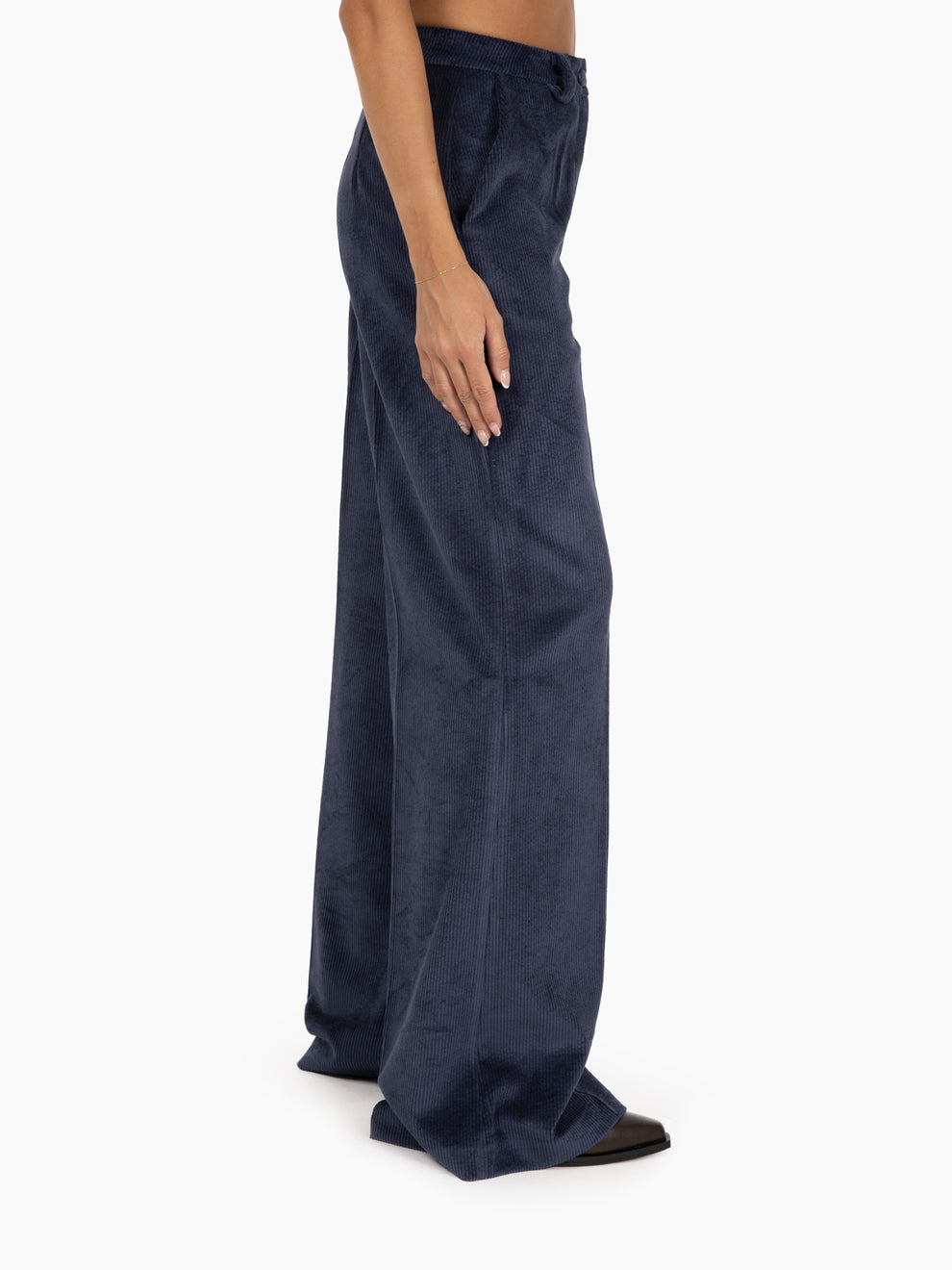 Pantaloni palazzo in velluto a coste blu