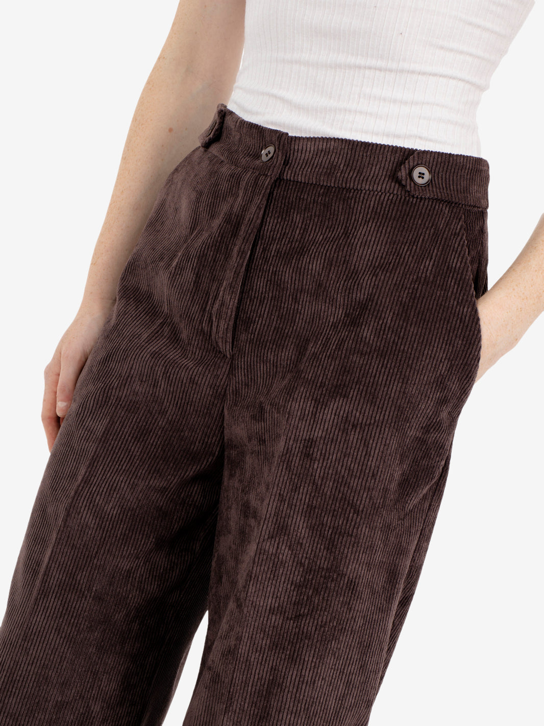 Pantaloni palazzo in velluto a coste moro
