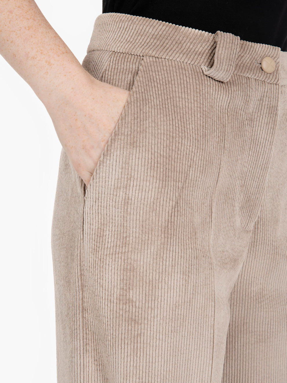 Pantaloni palazzo in velluto a coste tortora
