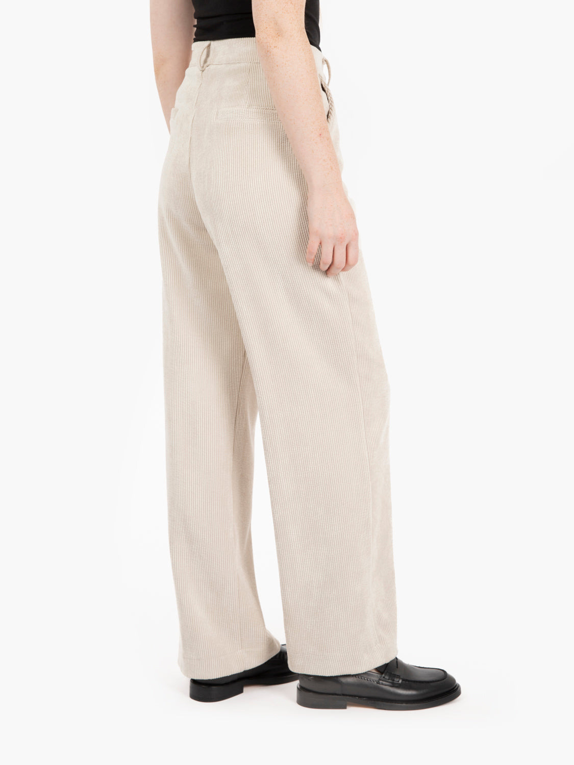 Pantaloni palazzo in velluto crema