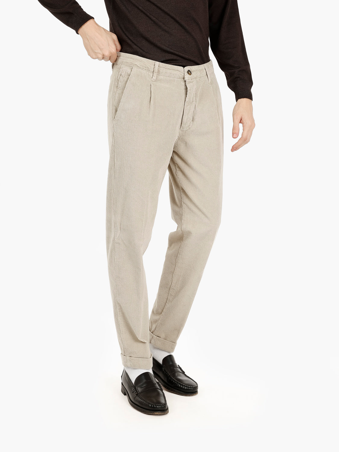 Pantaloni Rio in velluto beige