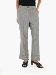 STIMM - Pantaloni Salonicco straight gessati nero