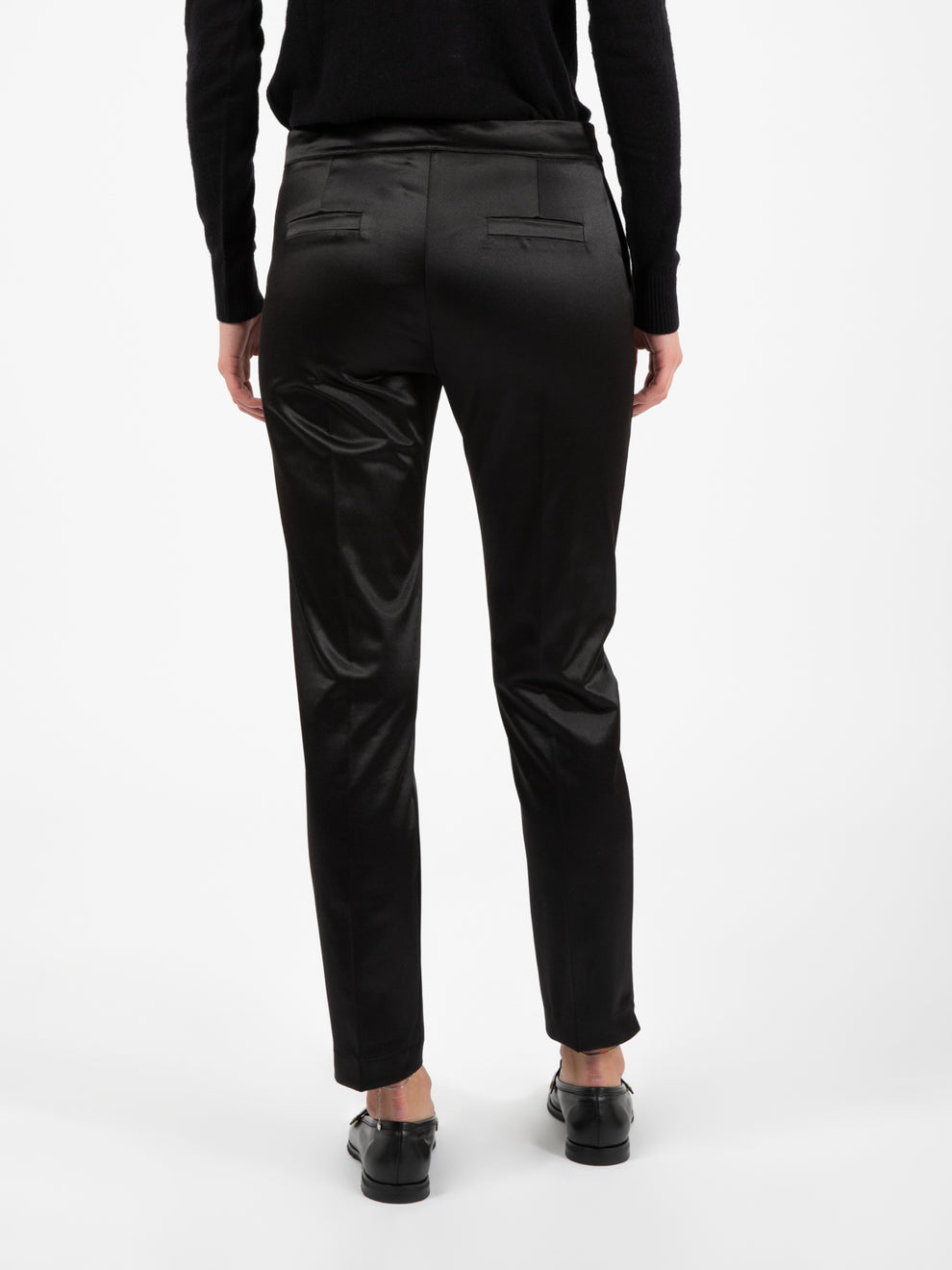 Black Satin Skinny Pants