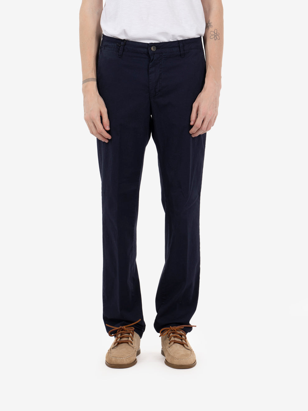 Navy slim fit trousers