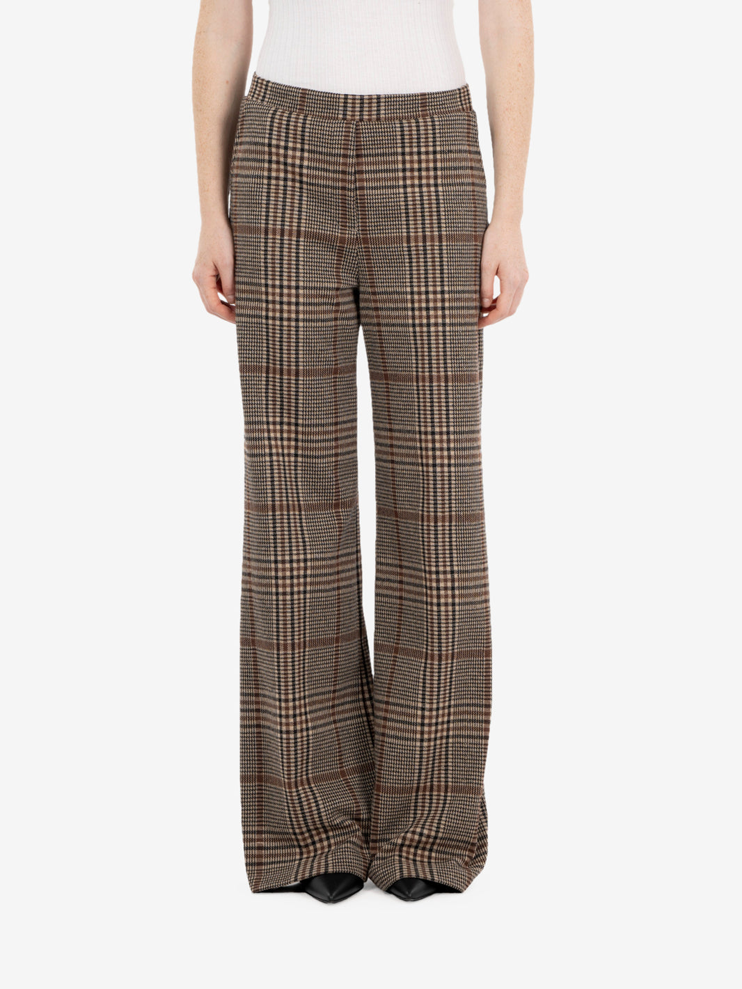 Pantaloni straight check moro