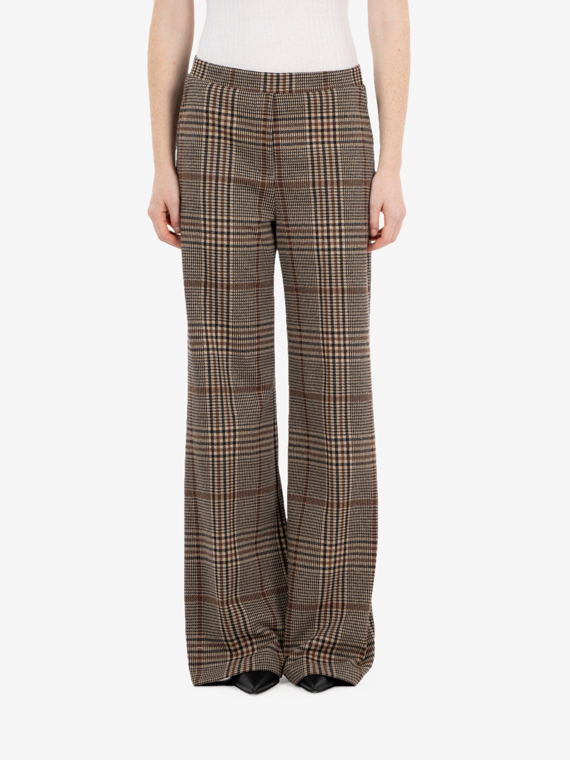 Brown check straight trousers