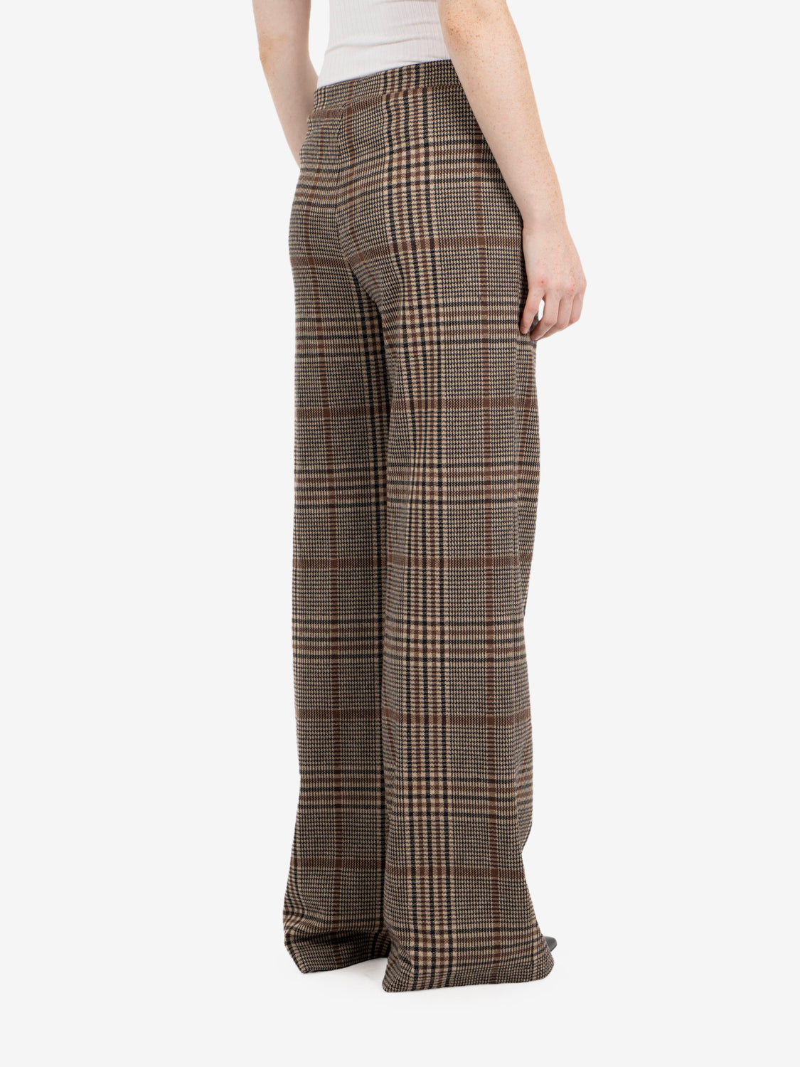 Brown check straight trousers