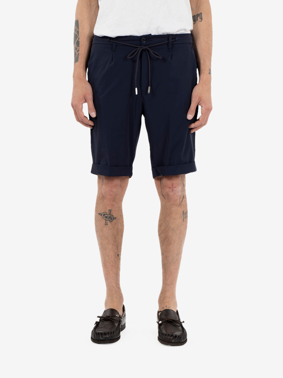 Aristide navy canvas Bermuda shorts