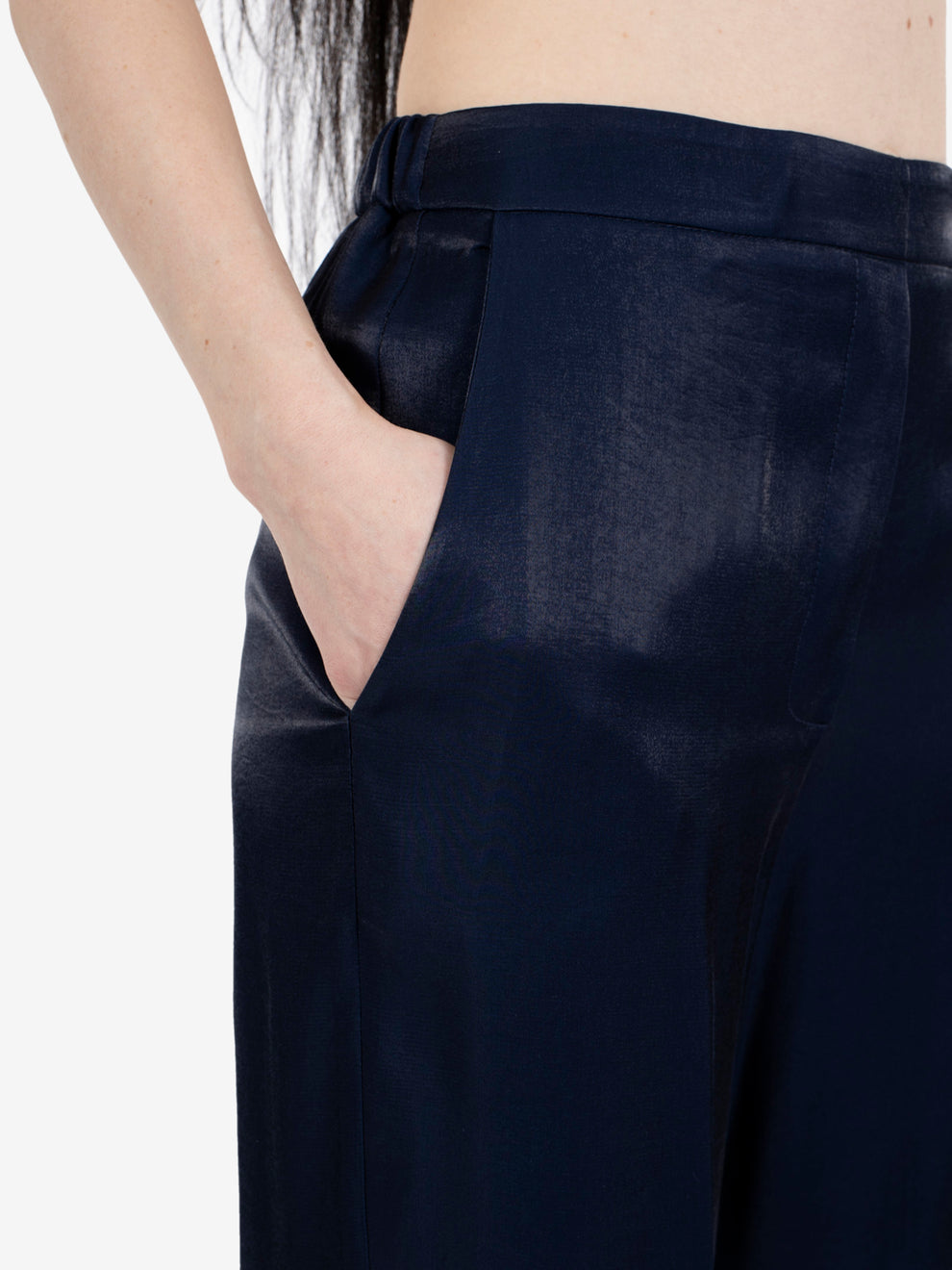 Pantaloni tessuto cangiante blu