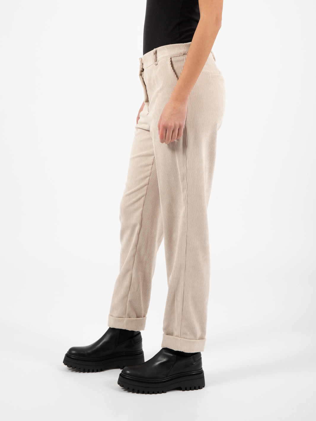 Pantaloni velluto coste con risvolto naturale