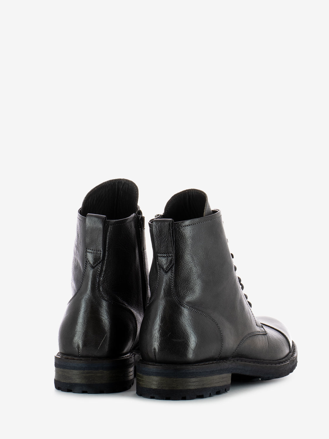 Charcoal grey leather ankle boots