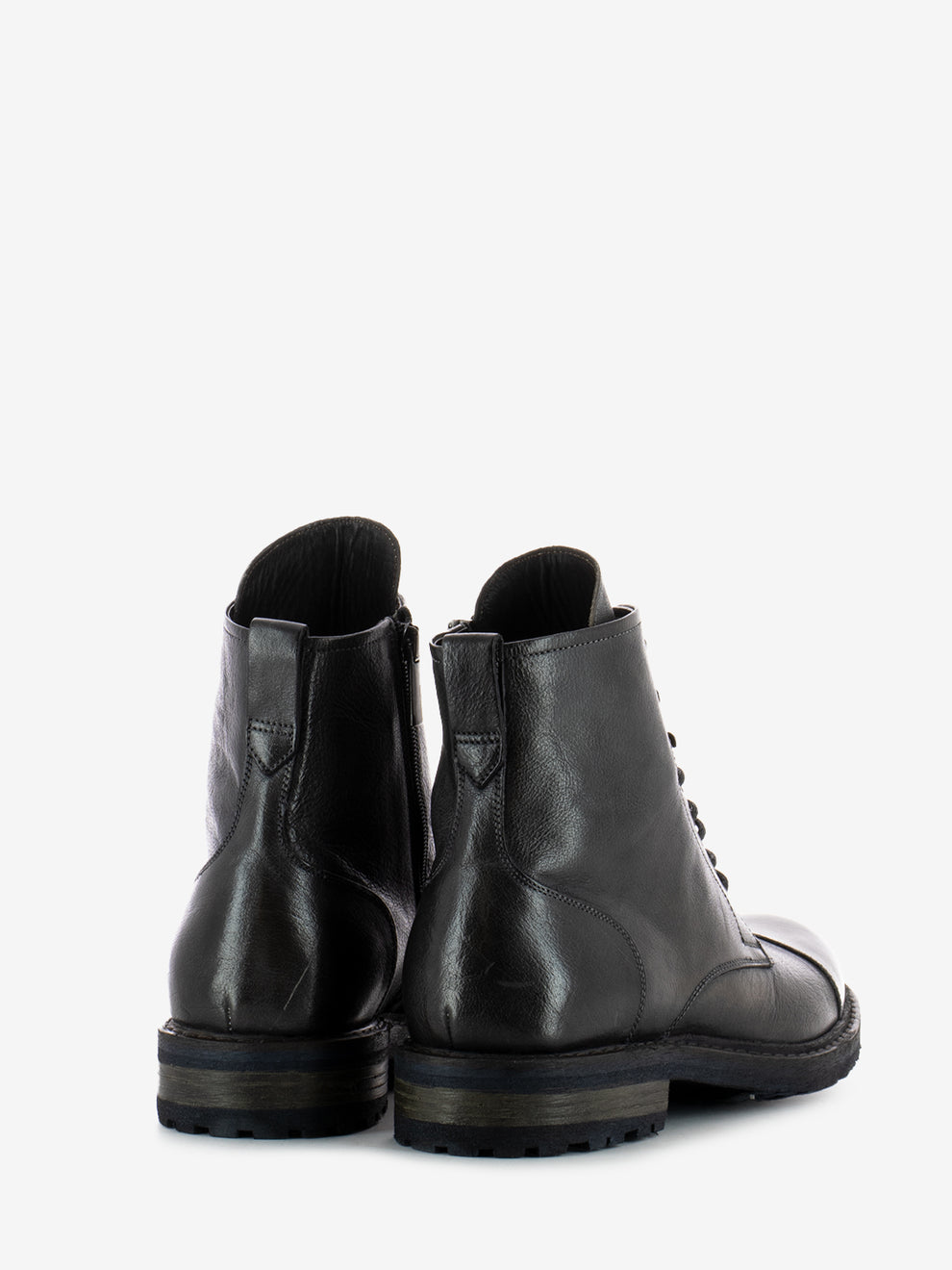 Charcoal grey leather ankle boots