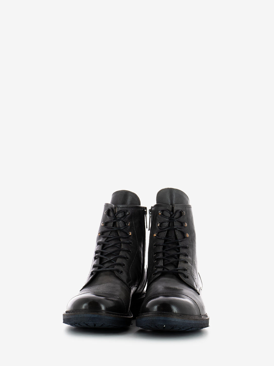 Charcoal grey leather ankle boots