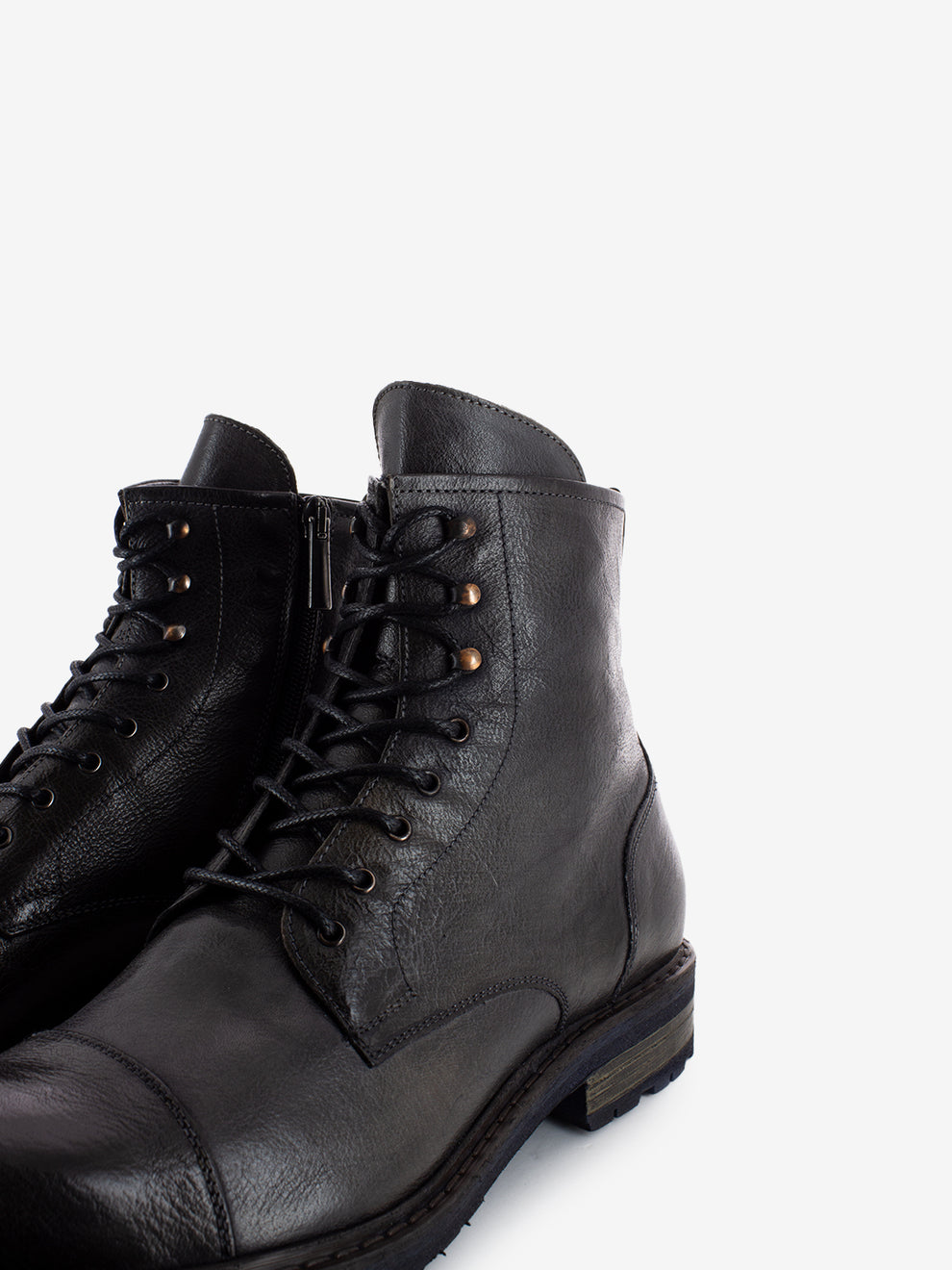 Charcoal grey leather ankle boots
