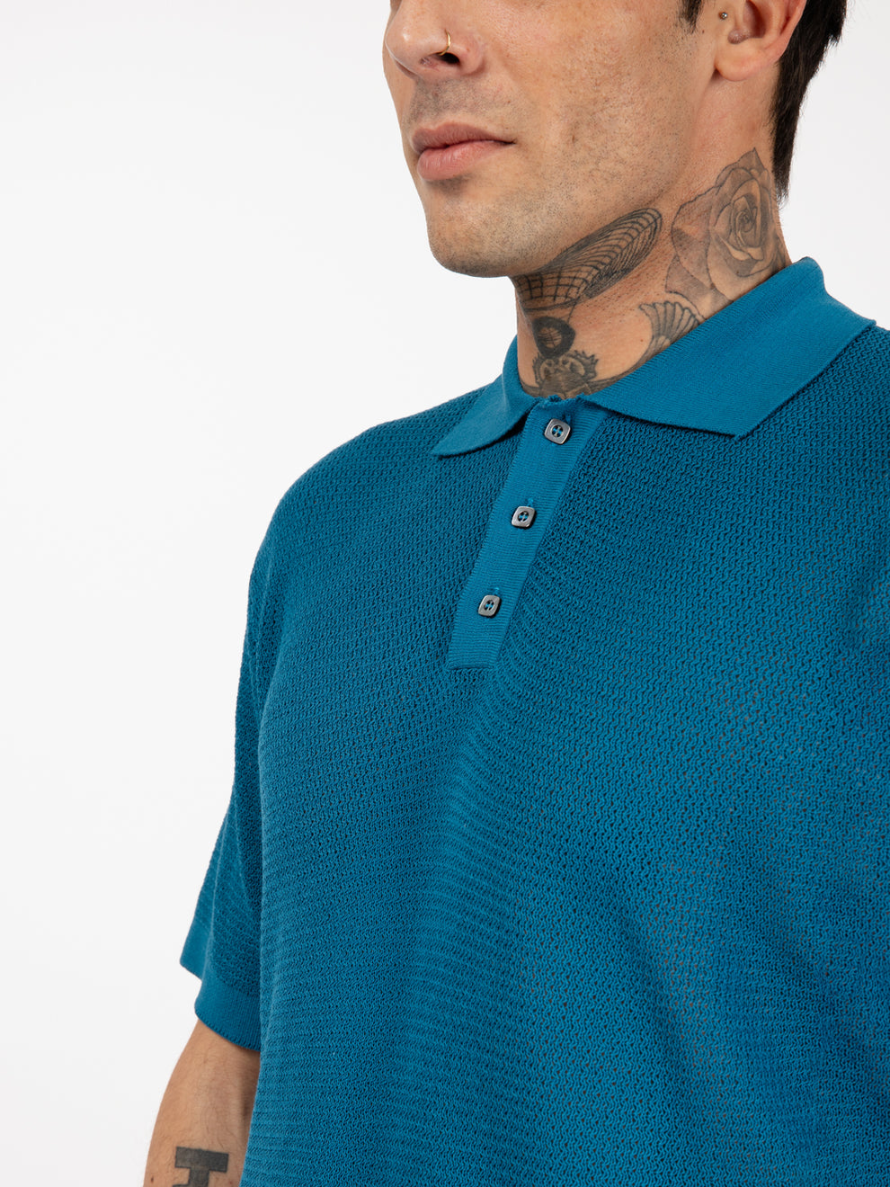 Short-sleeved polo shirt in air force blue