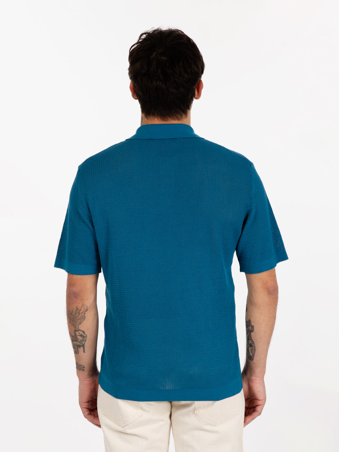 Short-sleeved polo shirt in air force blue