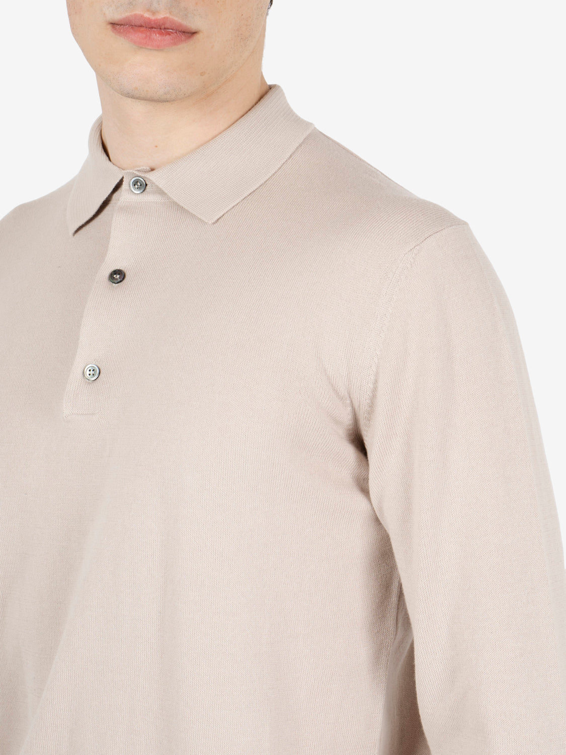 Polo a maniche lunghe beige