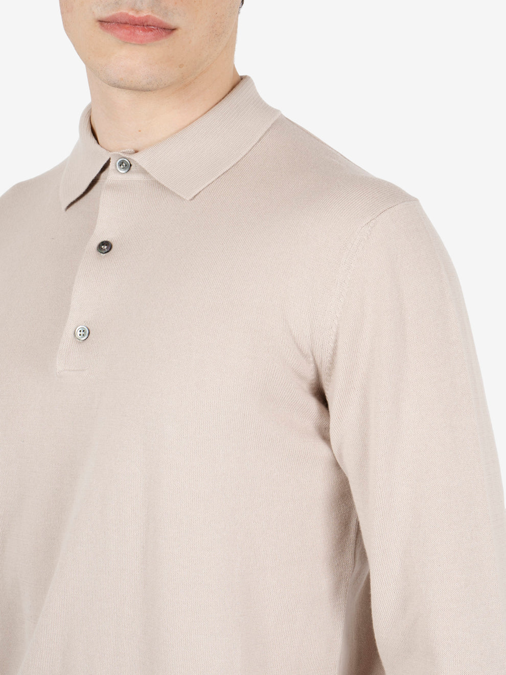 Polo a maniche lunghe beige