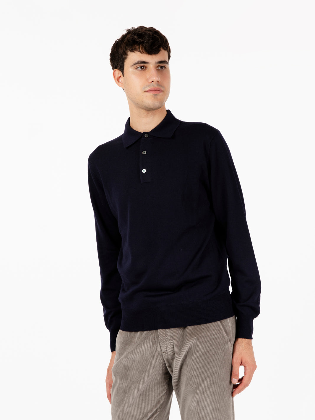 Polo a maniche lunghe in maglia blu