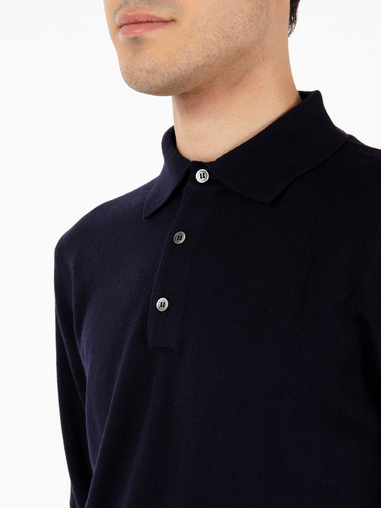 STIMM - Polo a maniche lunghe in maglia blu