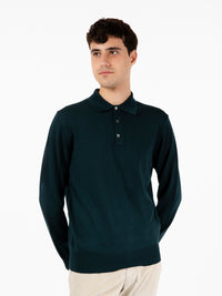 Green Knit Long Sleeve Polo