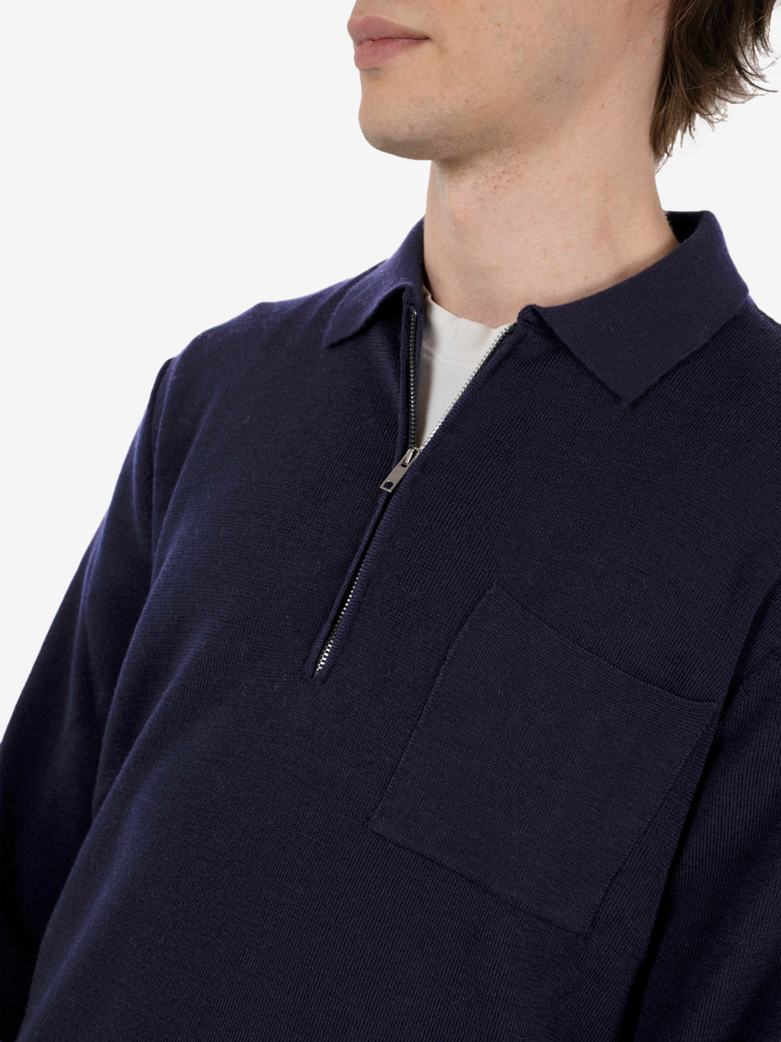 Blue zipped polo shirt with pocket