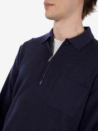 Blue zipped polo shirt with pocket