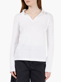 White long-sleeved cotton polo