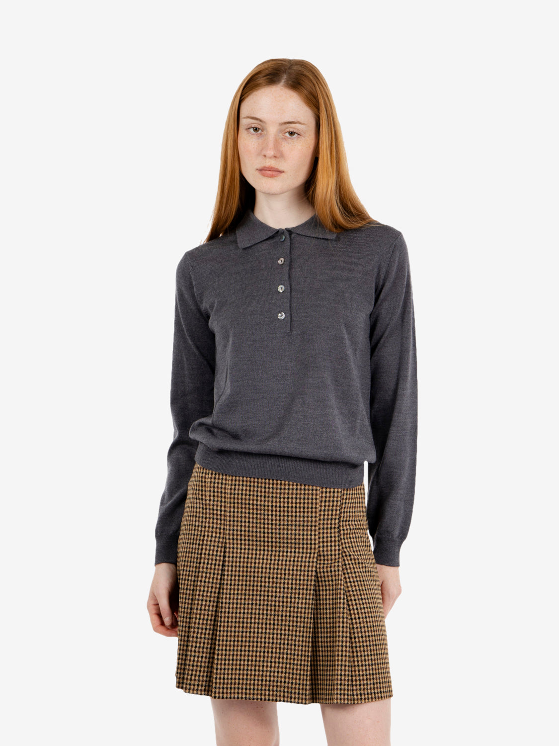Polo in lana grigio scuro
