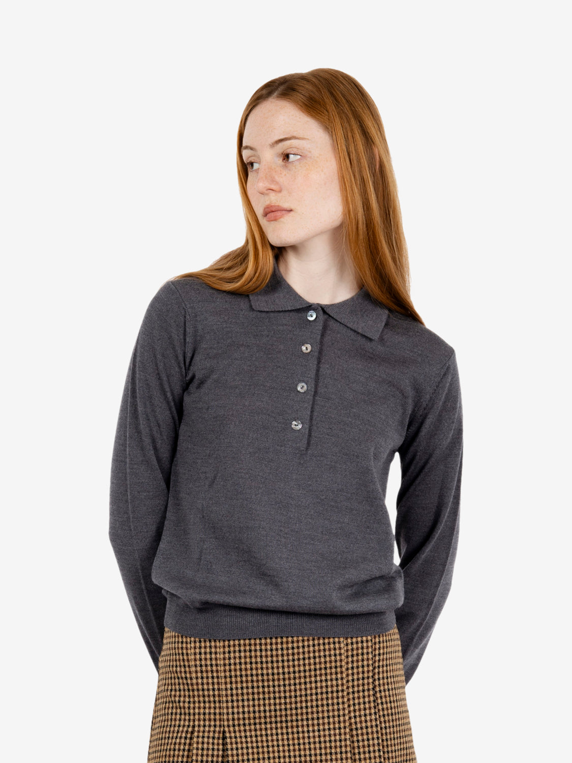 Polo in lana grigio scuro