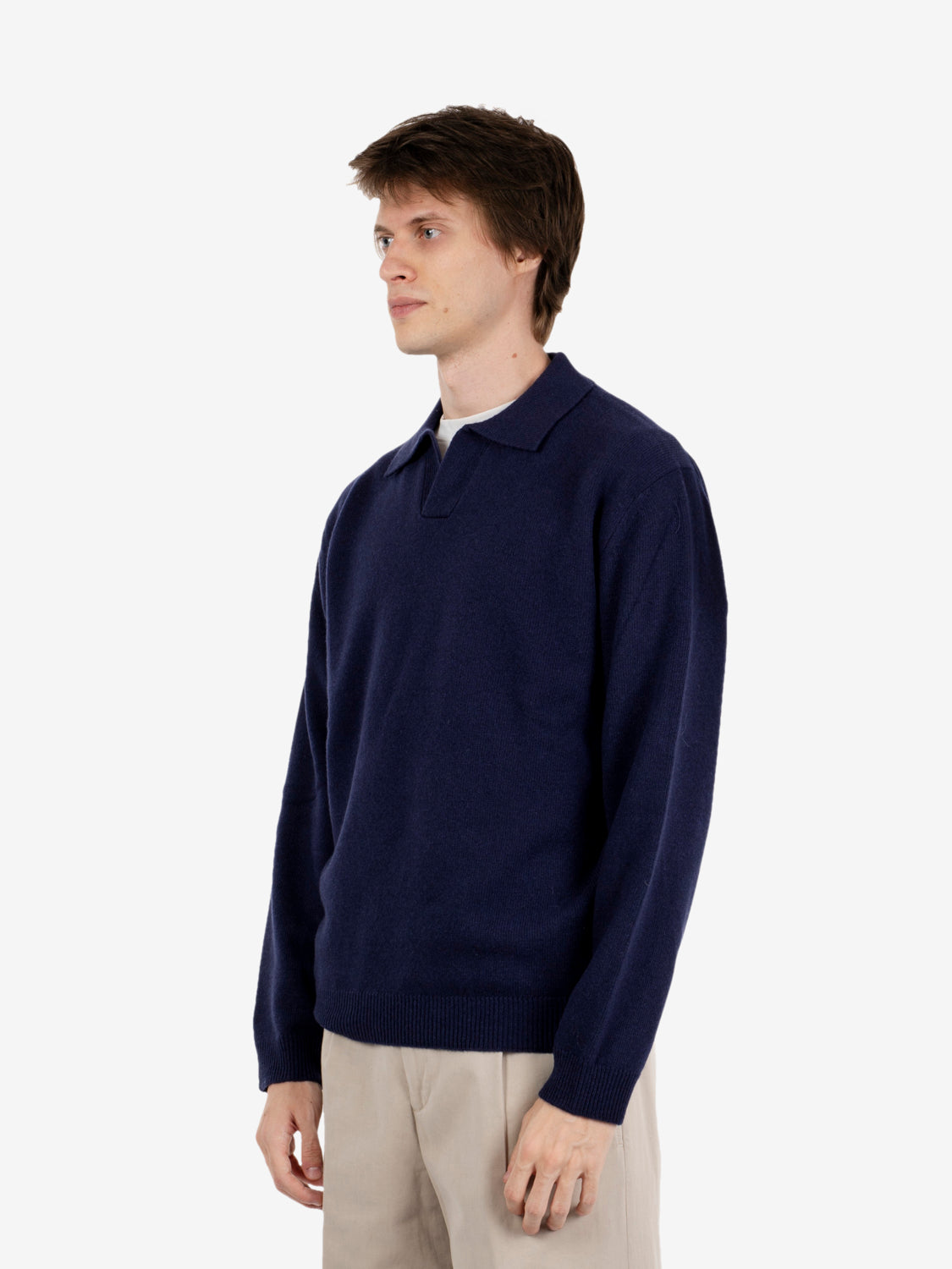 Polo in lana merino notte