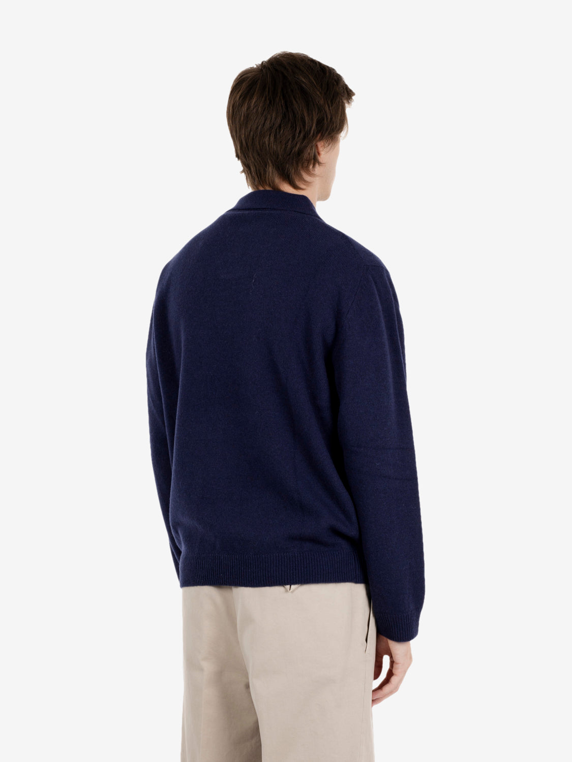 Polo in lana merino notte