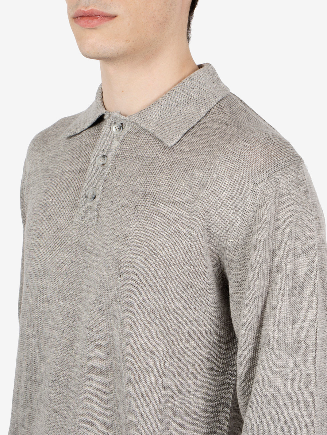 Polo in lino e cotone grey