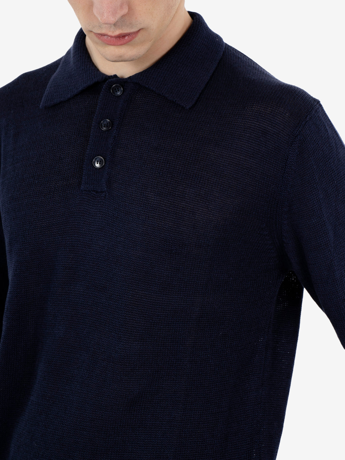 Polo in lino e cotone notte