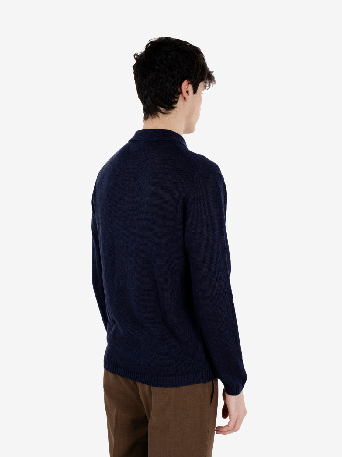 Polo in lino e cotone notte