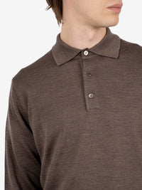 Polo in maglia castagna