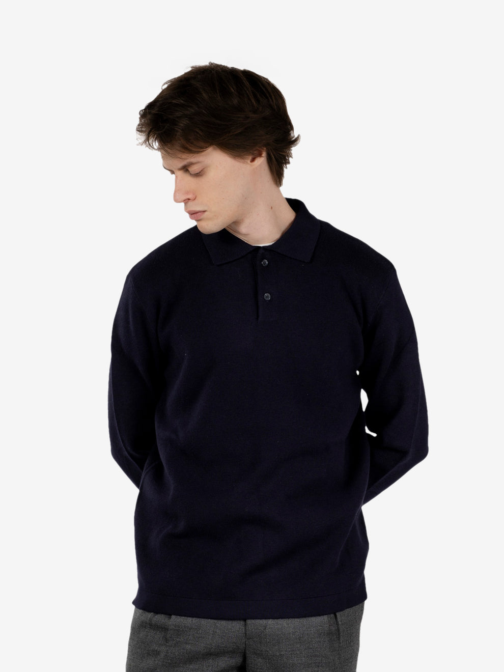 Polo in maglia con spacchetti navy