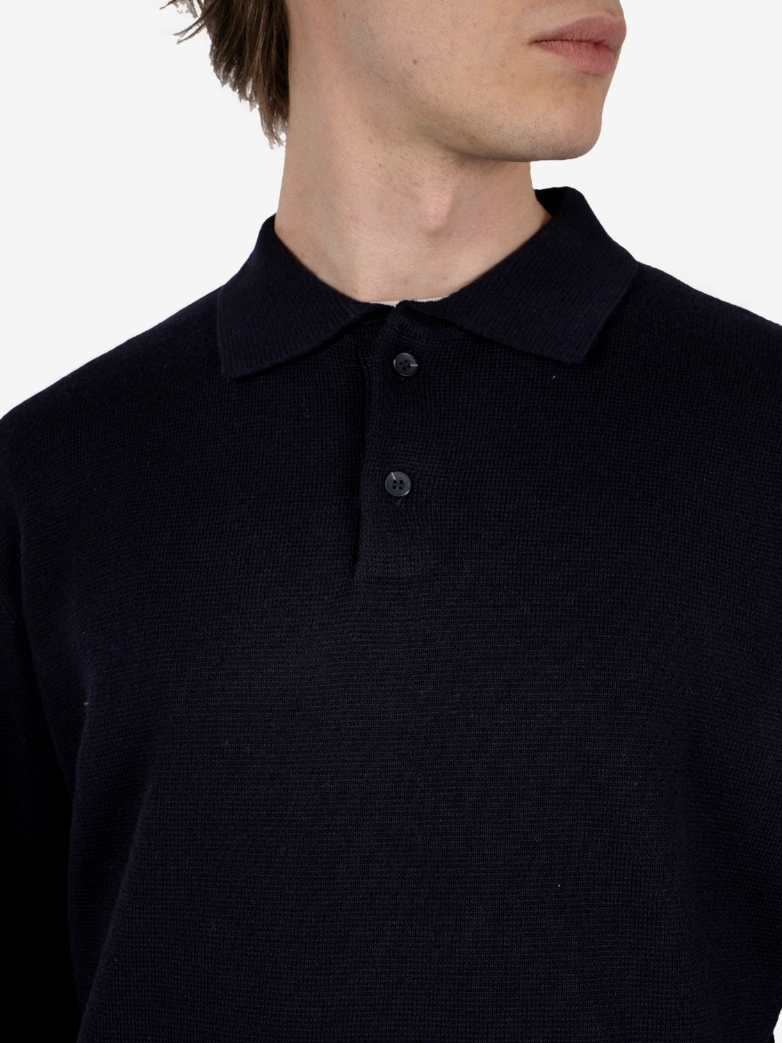 Polo in maglia con spacchetti navy