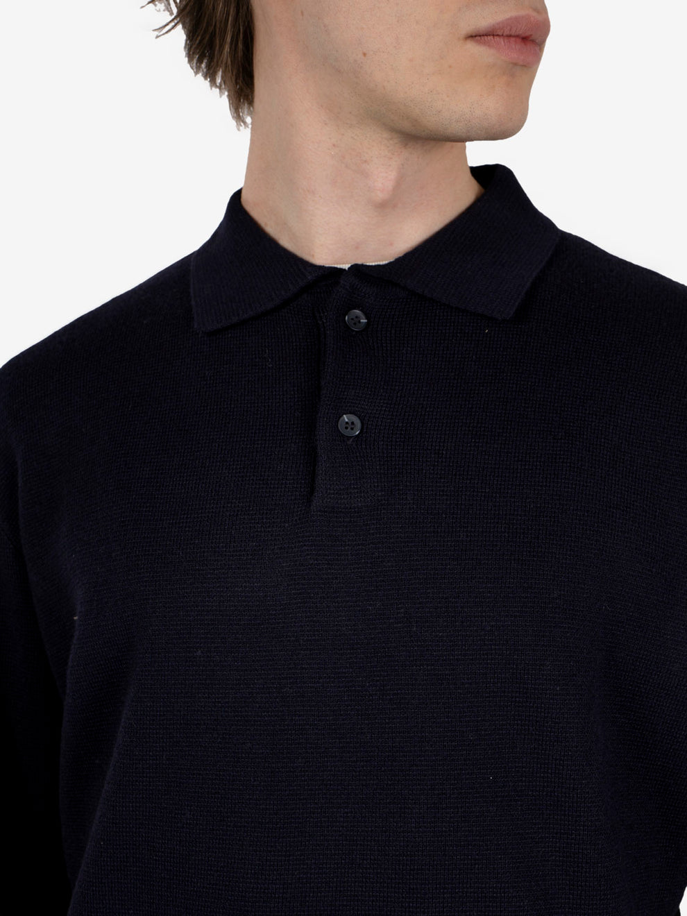 Polo in maglia con spacchetti navy