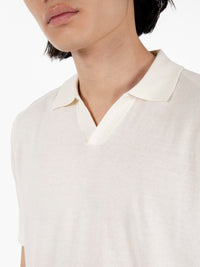 Polo in maglia manica corta ecrù