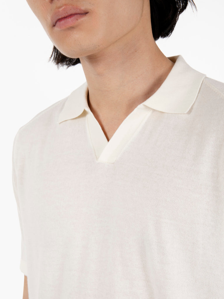 STIMM - Polo in maglia manica corta ecrù