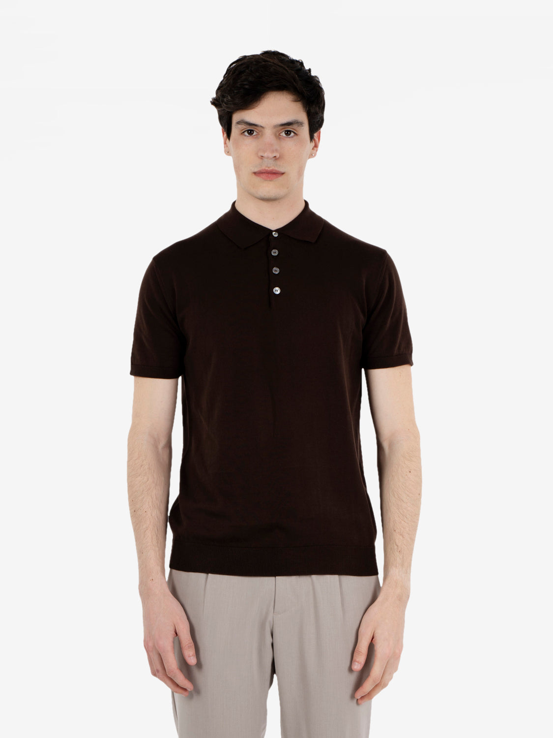 Polo in maglia maniche corte ultrasoft moka