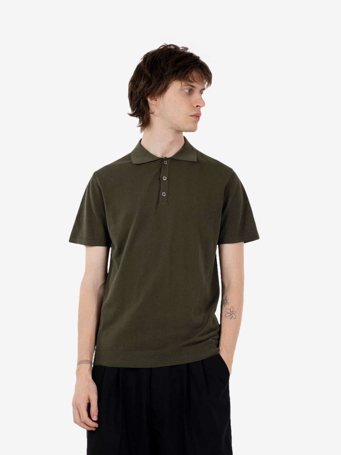 Military knit polo shirt
