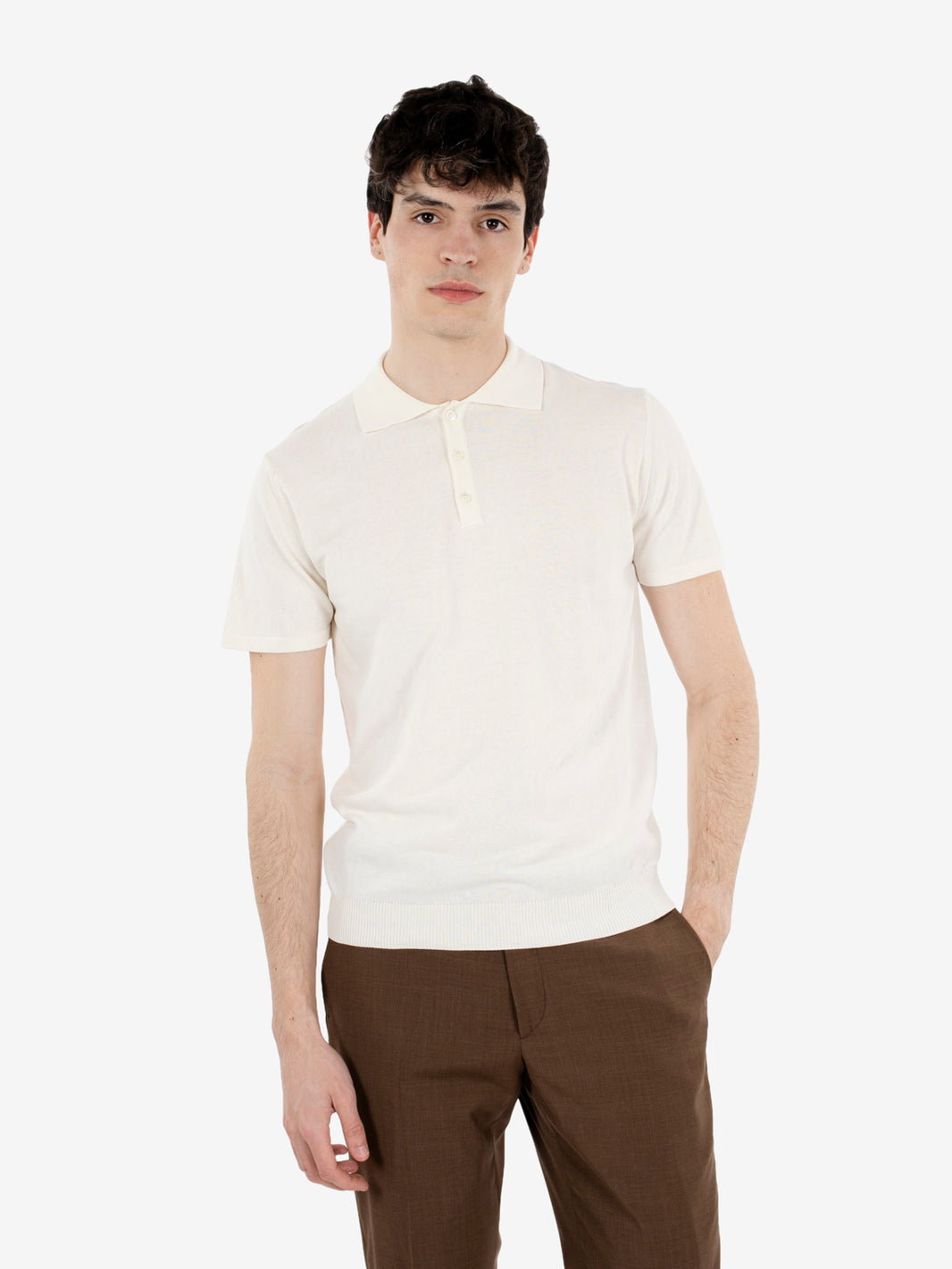 Polo in maglia panna