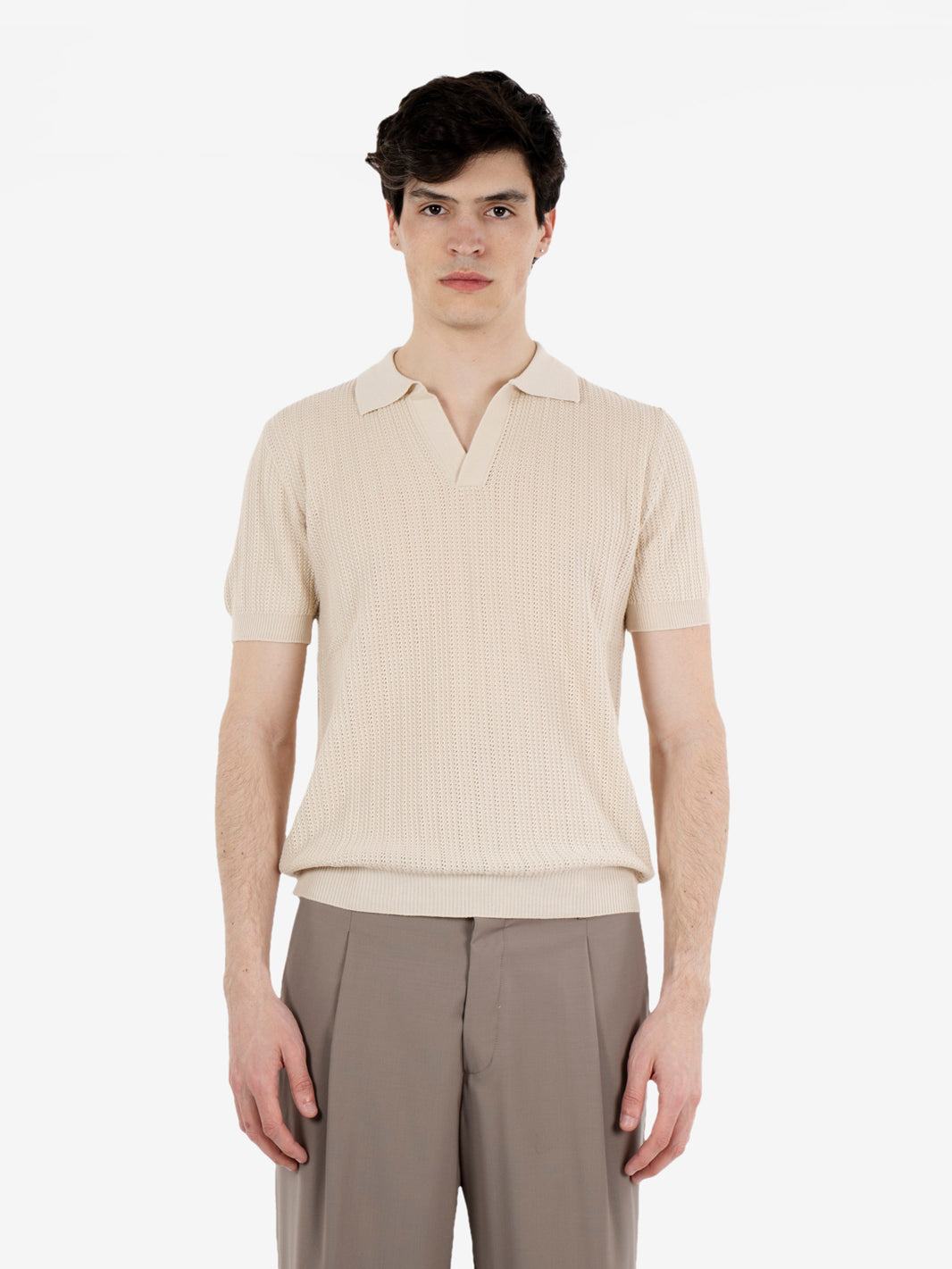 Polo in maglia punto operato mais