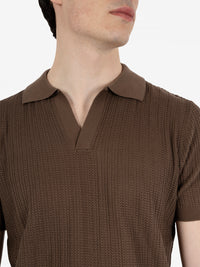 Polo in maglia punto operato noce